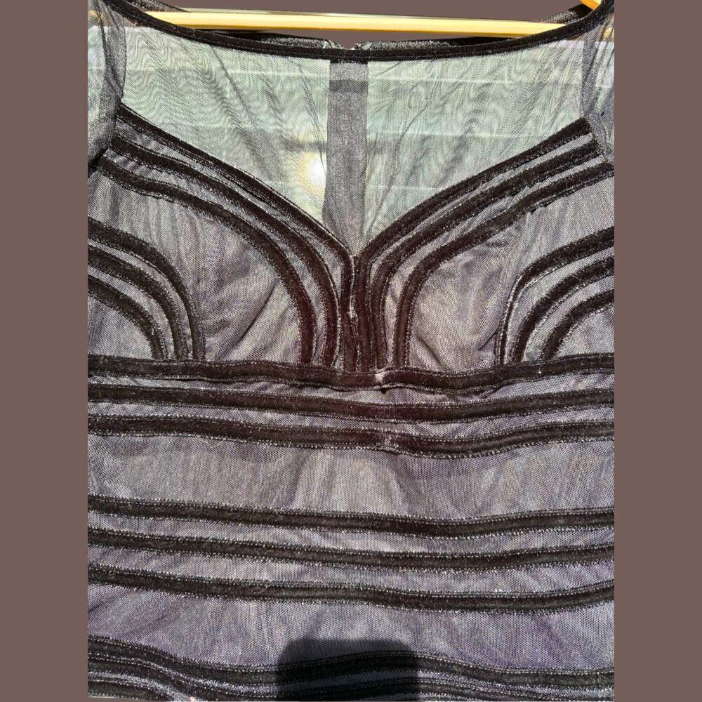 JS Collections Mesh Top | Sheer Black Velvet | Size 14P | Vintage - Picture 2 of 5